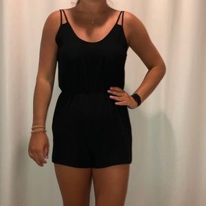 Black romper with cut-out straps